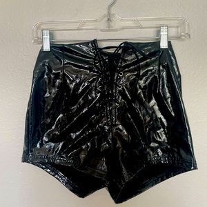 Patent leather shorts